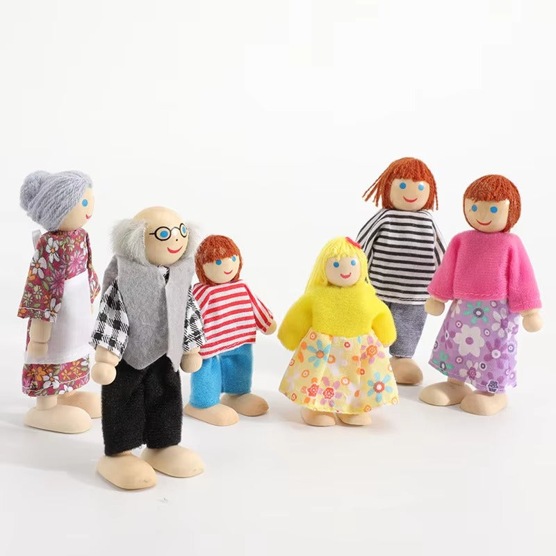 Custom Wooden Doll House Accessories – Family Figures, Peg Games, Educational Toy for Kids