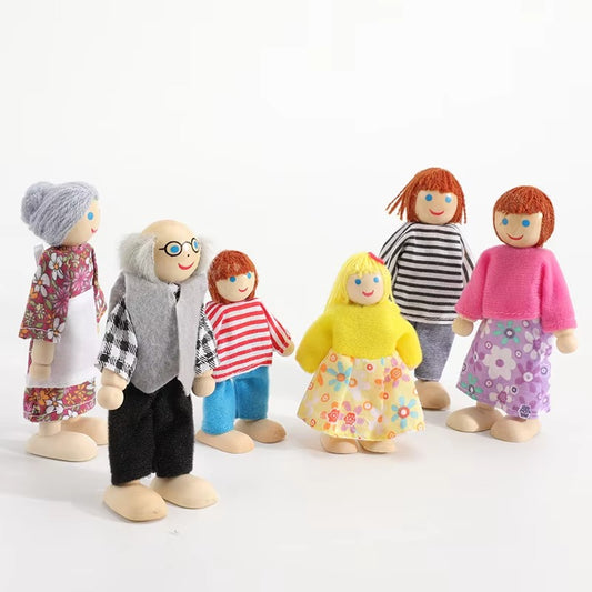 Custom Wooden Doll House Accessories – Family Figures, Peg Games, Educational Toy for Kids