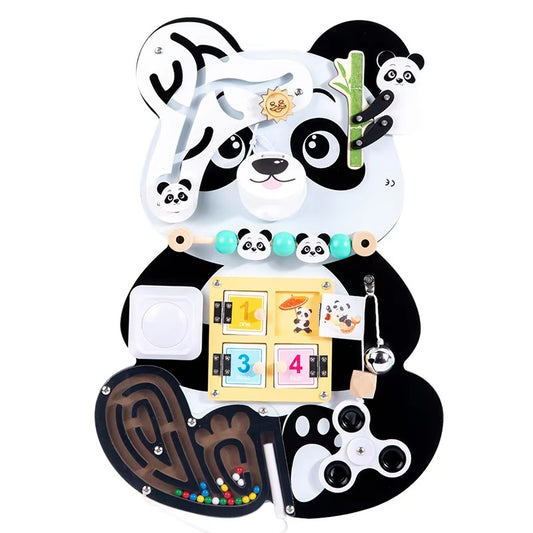 New Design Montessori Wooden Panda Busy Board – Sensory Educational Toy for Kids