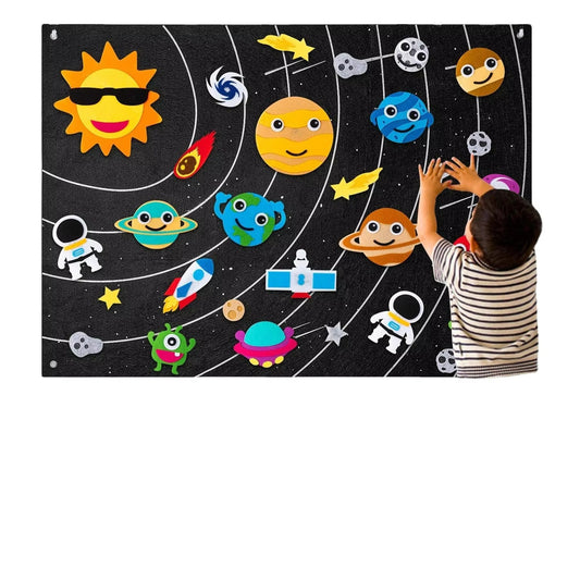 Montessori Felt Solar System Busy Story Board – Space Learning Sensory Educational Toy for Kids