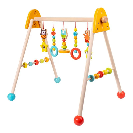 Baby Wooden Gym Frame – Exercise Rings & Hanging Pendants, Educational Fitness Toy for Toddlers