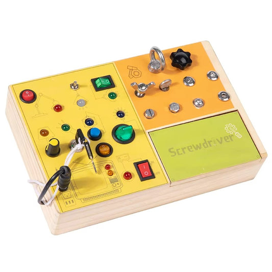 Montessori Switch DIY LED Light Busy Board – Educational Toy for Toddlers & Kids