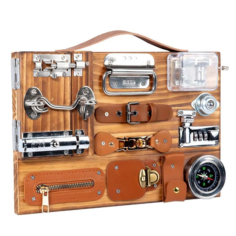 Montessori Wooden Compass Busy Board – Sensory Motor Skill Educational Toy for Kids