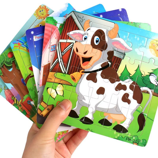 Custom 20PCS Animal Wooden Jigsaw Puzzles – Early Educational Toy for Kids