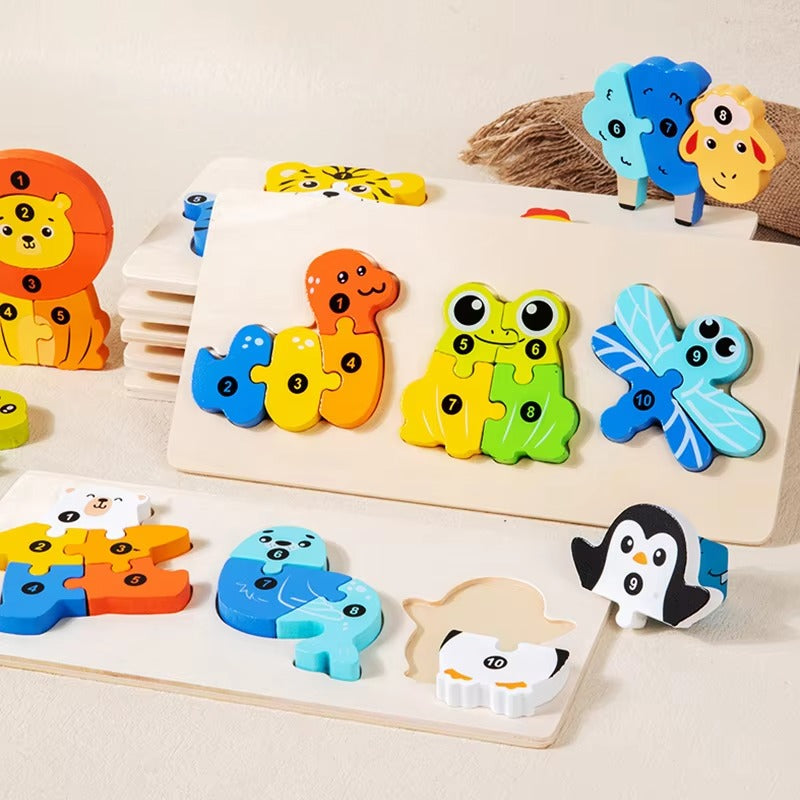 Montessori Wooden Food Chain Animal Puzzles – Educational Toy for Toddlers 1-3, Birthday Gift