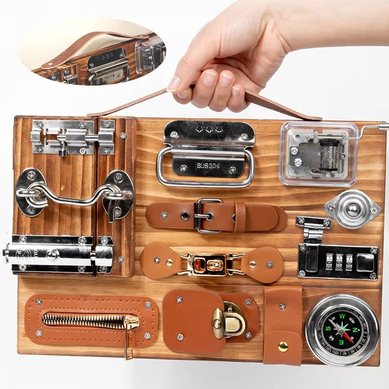 Montessori Wooden Compass Busy Board – Sensory Motor Skill Educational Toy for Kids