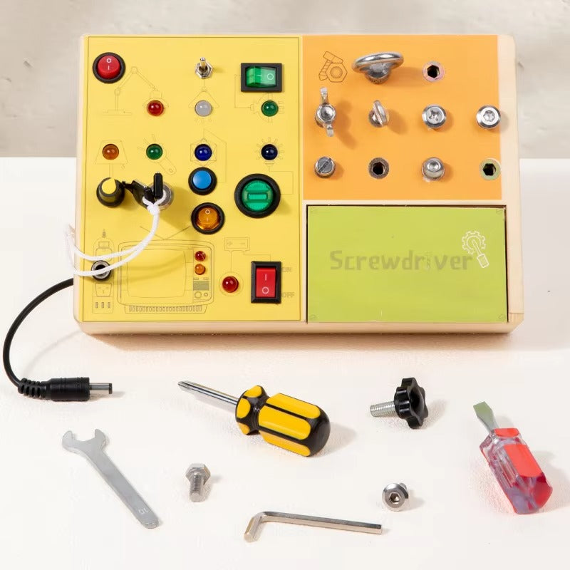 Montessori Switch DIY LED Light Busy Board – Educational Toy for Toddlers & Kids