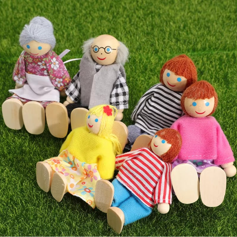 Custom Wooden Doll House Accessories – Family Figures, Peg Games, Educational Toy for Kids