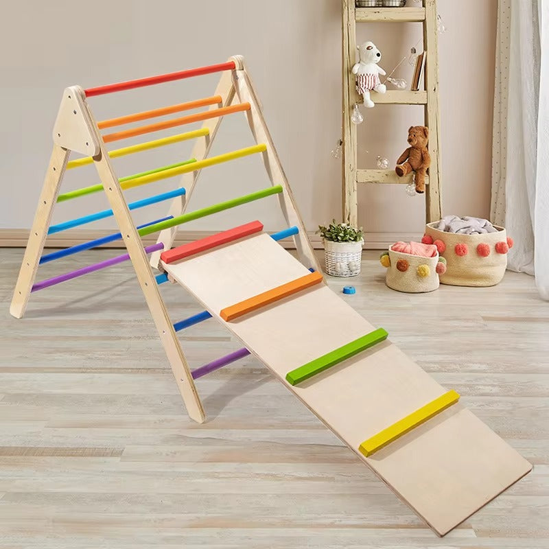 Wooden Rainbow Climbing Frame – Kids' Indoor Activity Toy