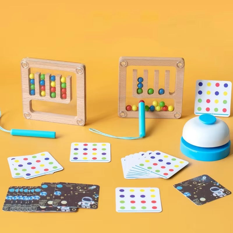 Montessori Wooden Two-Person Battle Maze – Color Classification, Bead Walking, Educational for Kids