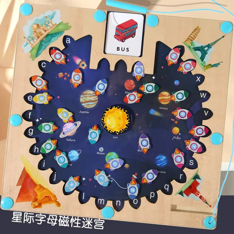 Montessori Baby Wooden Space Maze – Color & Number, Parking Activity, Educational Gift for Kids