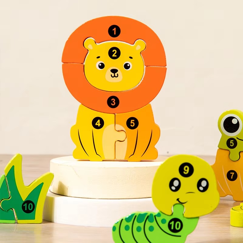 Montessori Wooden Food Chain Animal Puzzles – Educational Toy for Toddlers 1-3, Birthday Gift