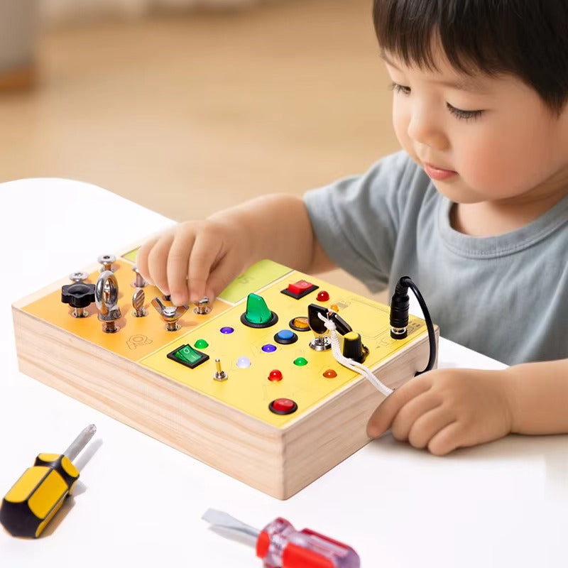 Montessori Switch DIY LED Light Busy Board – Educational Toy for Toddlers & Kids