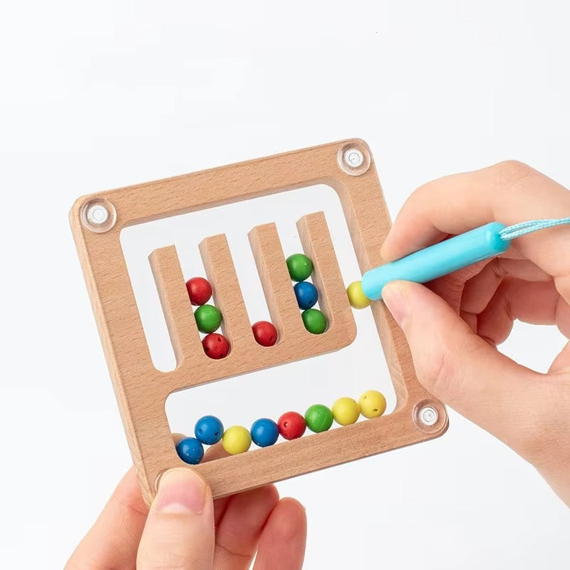 Montessori Wooden Two-Person Battle Maze – Color Classification, Bead Walking, Educational for Kids