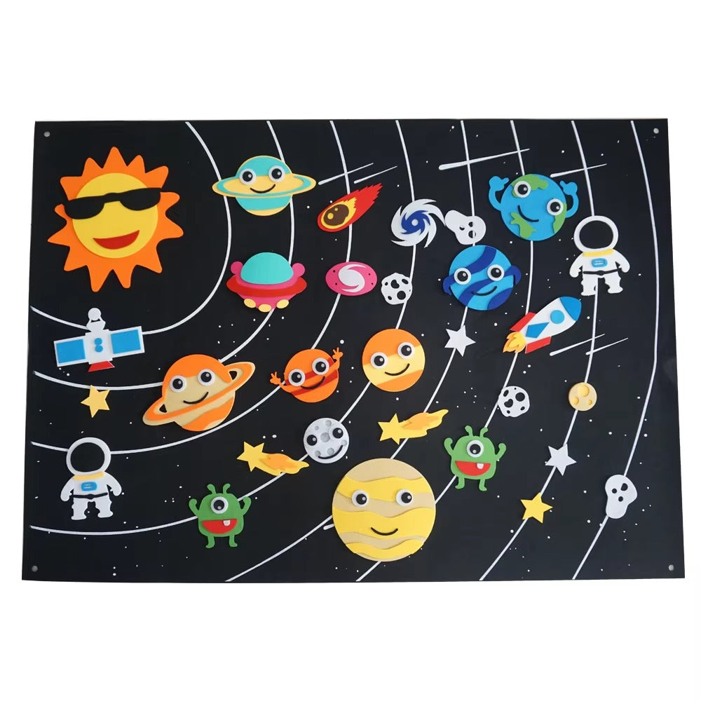 Montessori Felt Solar System Busy Story Board – Space Learning Sensory Educational Toy for Kids