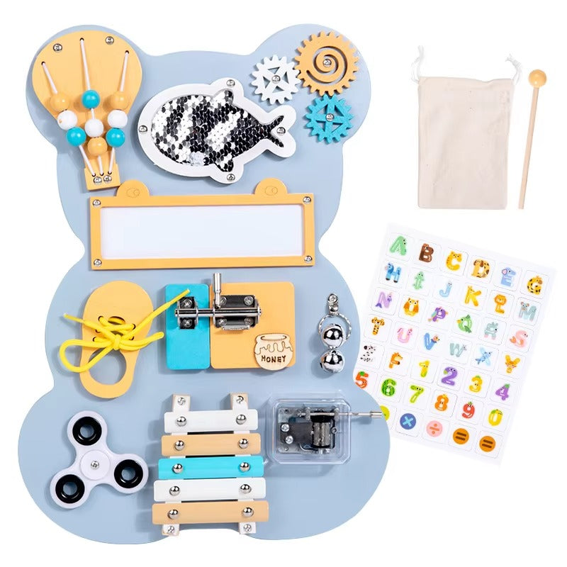 New Design Montessori Wooden Panda Busy Board – Sensory Educational Toy for Kids