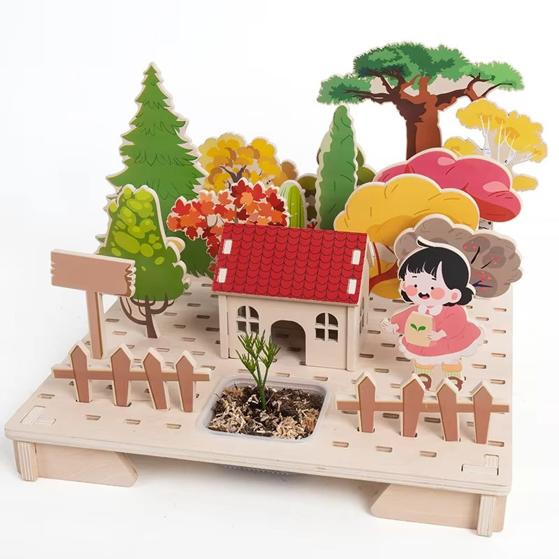 Wooden Planting Garden Doll House – Educational Pretend Play Farm Toy for Kids