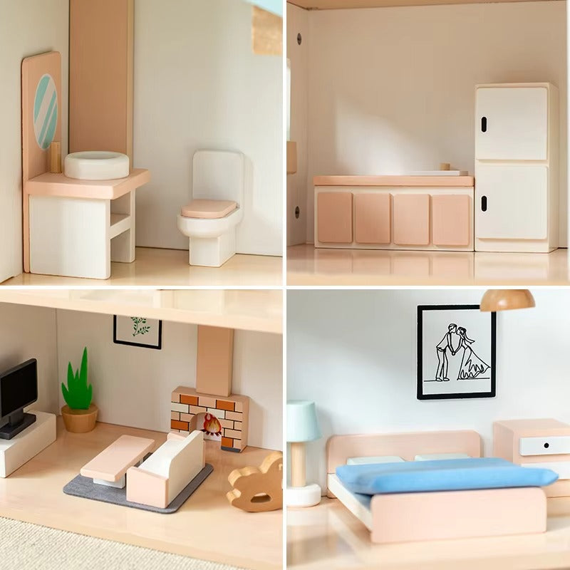 Baby Wooden Doll House Furniture Set – Educational Play, Birthday Gift for Kids