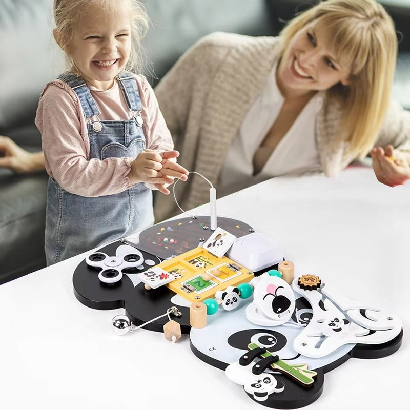 New Design Montessori Wooden Panda Busy Board – Sensory Educational Toy for Kids