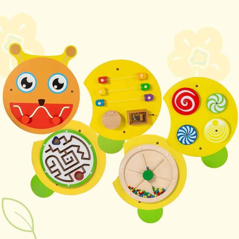 Custom Montessori Wooden Wall Panel Busy Board – Cartoon Animal, Sensory Educational Toy for Kids