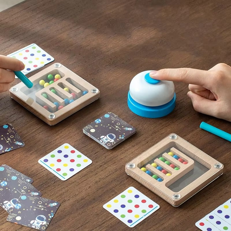 Montessori Wooden Two-Person Battle Maze – Color Classification, Bead Walking, Educational for Kids