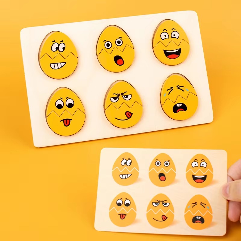 3D Egg Face Matching Puzzle – Wooden Blocks, Montessori Learning Toy for Preschool Kids (CE)