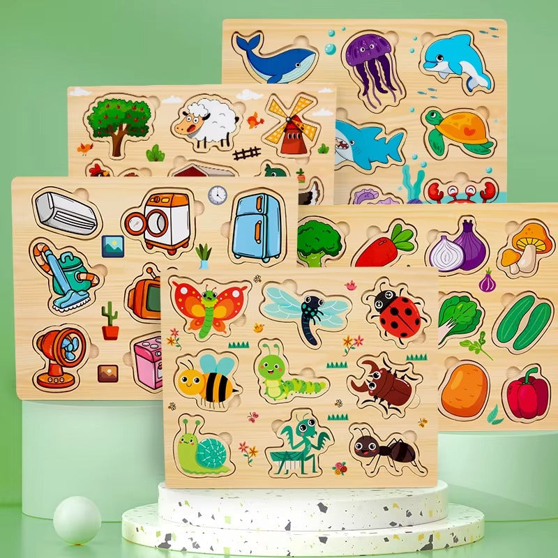 Montessori DIY Wooden Fruit Shape Puzzle – Educational Matching Board for Kids (Wholesale)