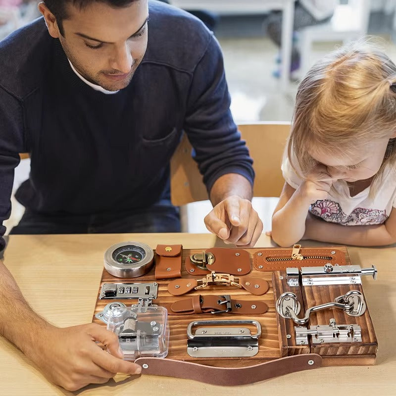 Montessori Wooden Compass Busy Board – Sensory Motor Skill Educational Toy for Kids