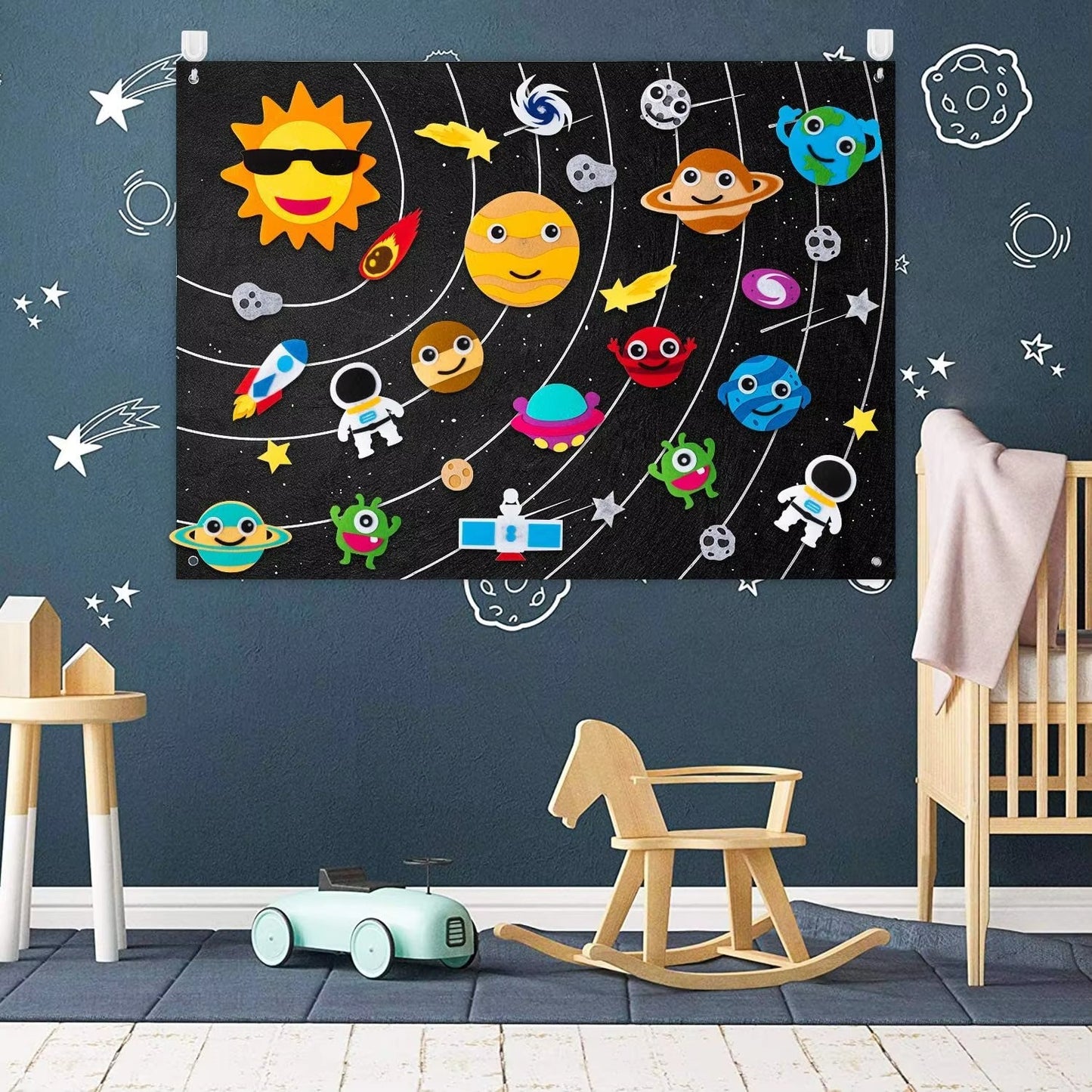 Montessori Felt Solar System Busy Story Board – Space Learning Sensory Educational Toy for Kids