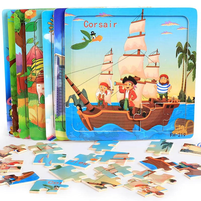 Custom 20PCS Animal Wooden Jigsaw Puzzles – Early Educational Toy for Kids