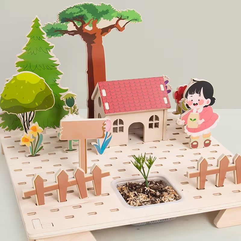 Wooden Planting Garden Doll House – Educational Pretend Play Farm Toy for Kids
