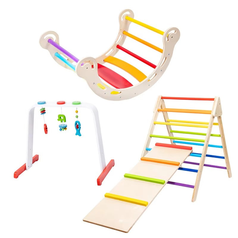 Wooden Rainbow Climbing Frame – Kids' Indoor Activity Toy