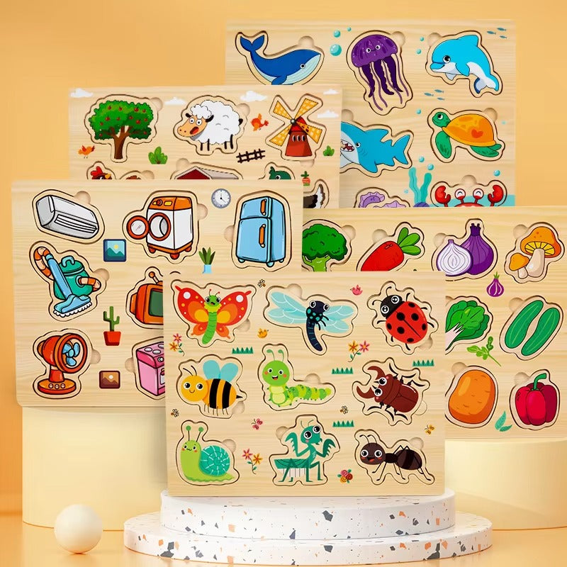 Montessori DIY Wooden Fruit Shape Puzzle – Educational Matching Board for Kids (Wholesale)