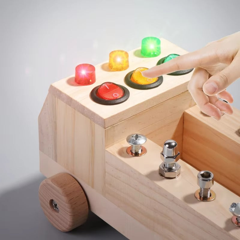 Custom Montessori Wooden Multifunctional Busy Car – Educational Toy for Kids