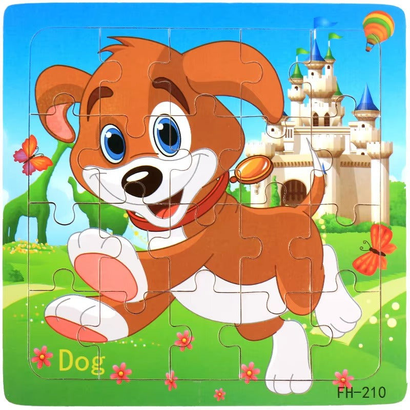 Custom 20PCS Animal Wooden Jigsaw Puzzles – Early Educational Toy for Kids