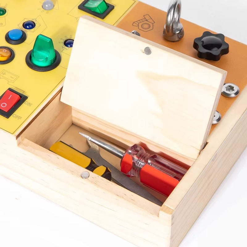 Montessori Switch DIY LED Light Busy Board – Educational Toy for Toddlers & Kids