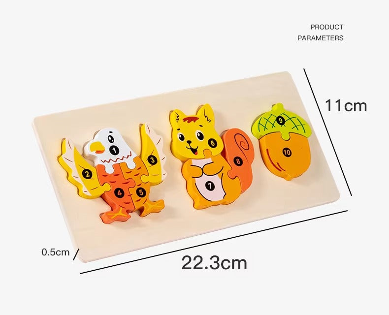 Montessori Wooden Food Chain Animal Puzzles – Educational Toy for Toddlers 1-3, Birthday Gift