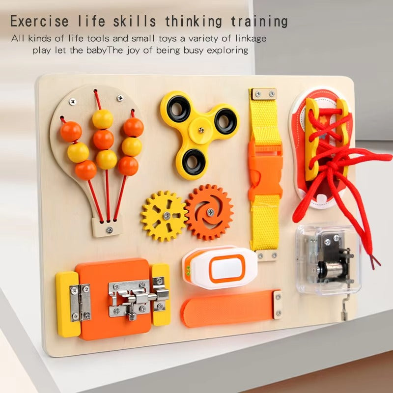 Custom Montessori Wooden Hot Air Balloon Busy Board – Sensory Educational Toy for Kids