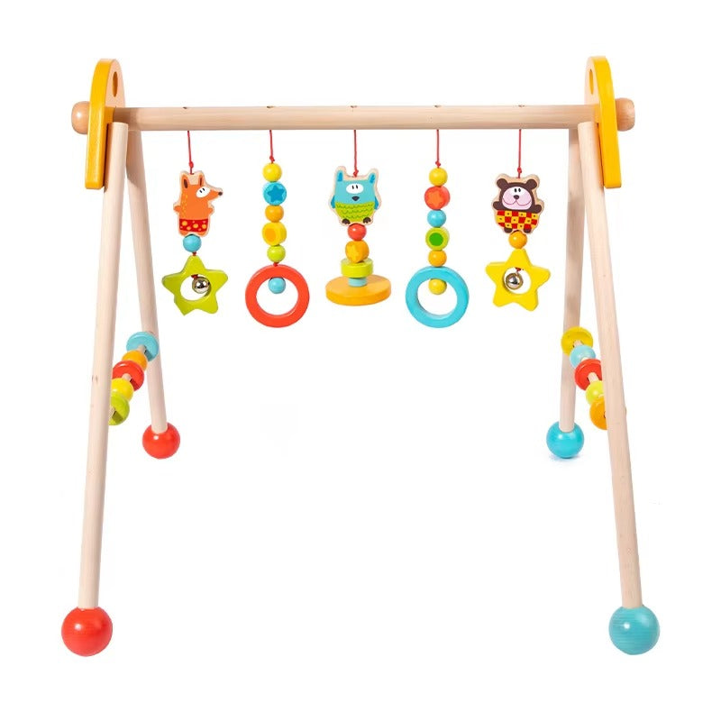 Baby Wooden Gym Frame – Exercise Rings & Hanging Pendants, Educational Fitness Toy for Toddlers