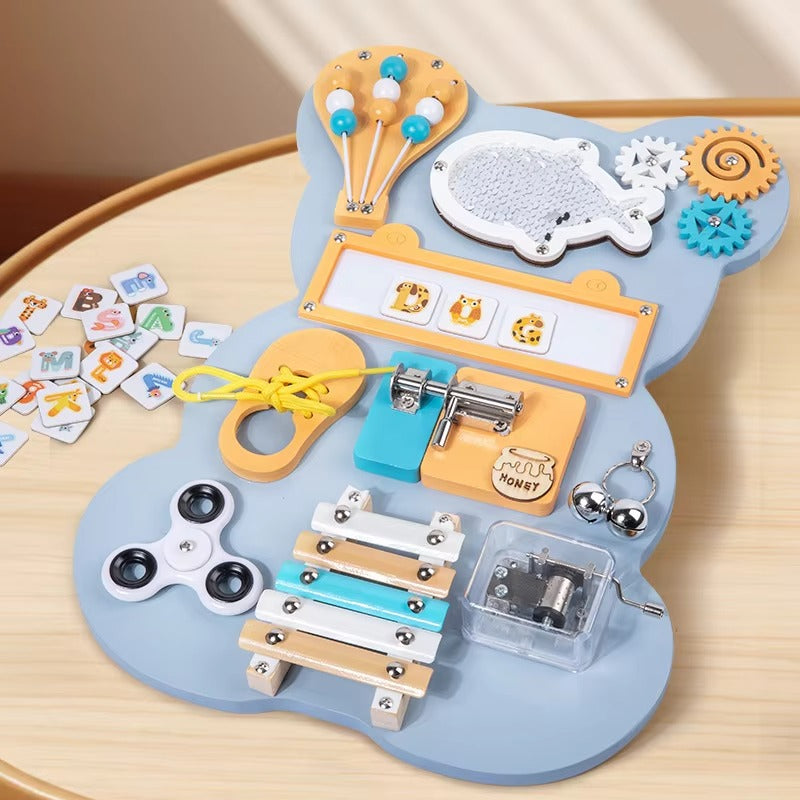 New Design Montessori Wooden Panda Busy Board – Sensory Educational Toy for Kids