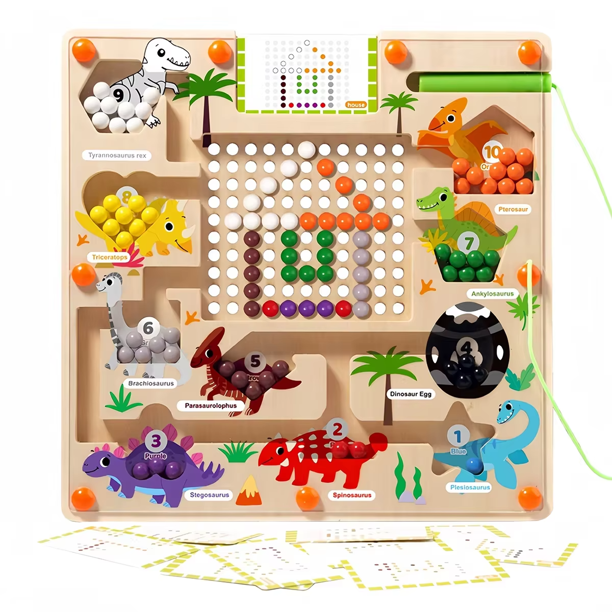 Custom Dinosaur Theme Wooden Magnetic Maze – Montessori Educational Gift for Kids